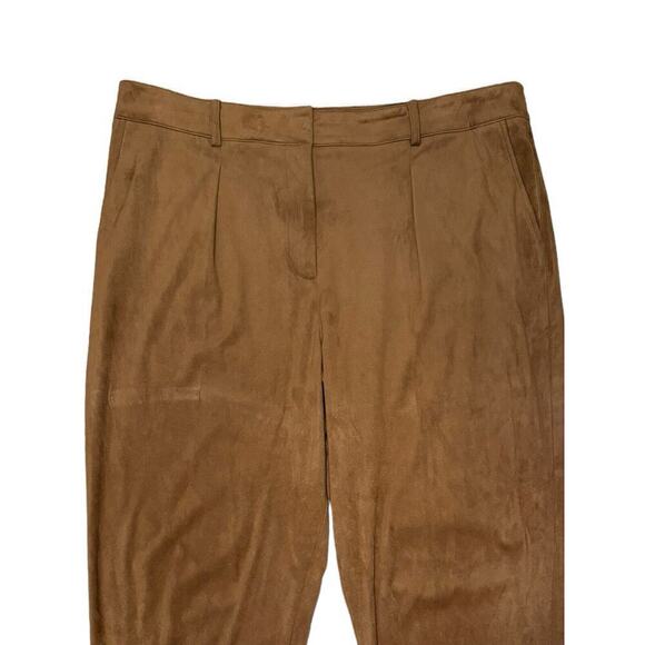 Calvin Klein Pants Women's 16 Camel Faux Suede High Rise Ankle Cropped - Picture 2 of 9